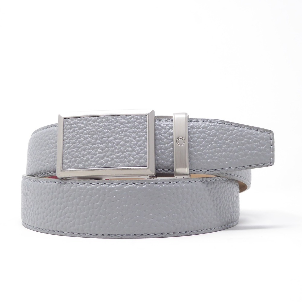 Nexbelt Mens Ratchet Belt Gray Pebbled Leather No Holes Adjustable 34 - Picture 2 of 8